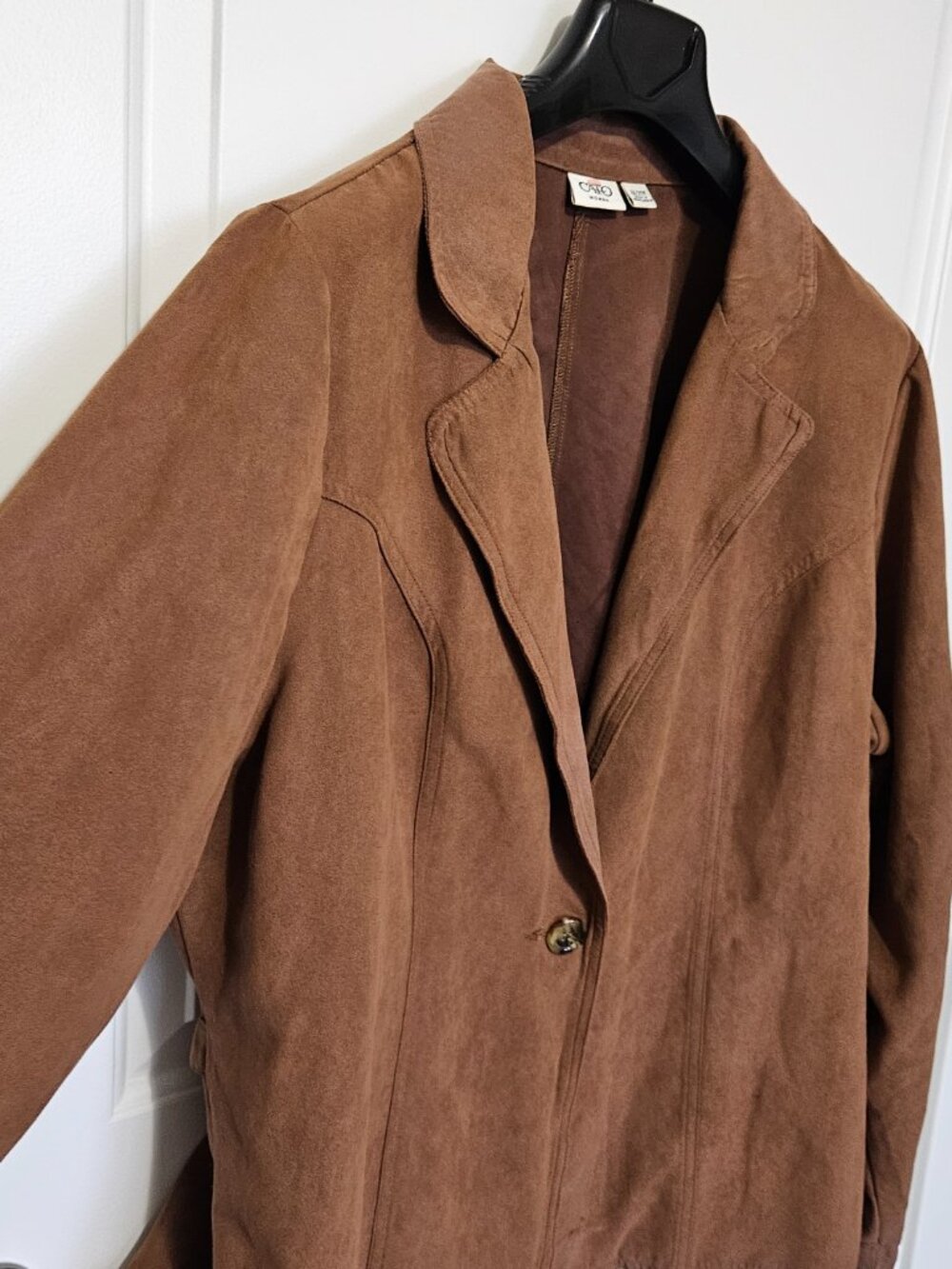 Cato Plus Size 22/24W Brown Faux Suede Western Boho Hippy Blazer